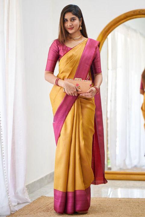 Yellow Color Beautiful Banarasi Silk Saree