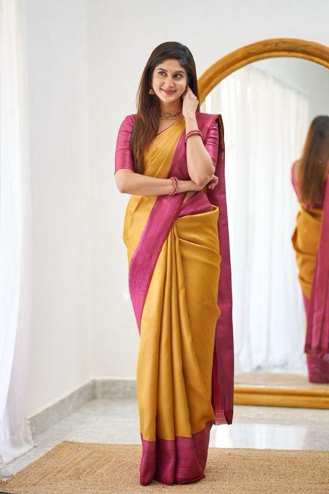 Yellow Color Beautiful Banarasi Silk Saree