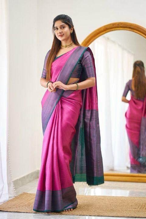 Rani Pink Color Beautiful Banarasi Silk Saree