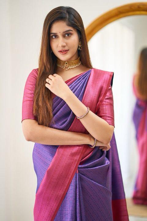 Purple Color Beautiful Banarasi Silk Saree