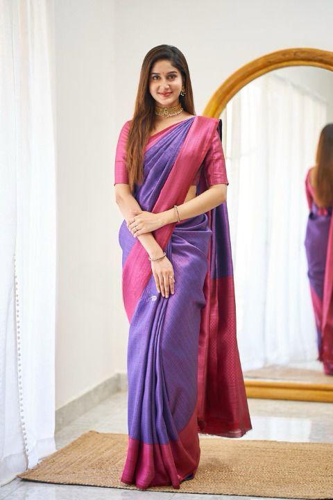 Purple Color Beautiful Banarasi Silk Saree