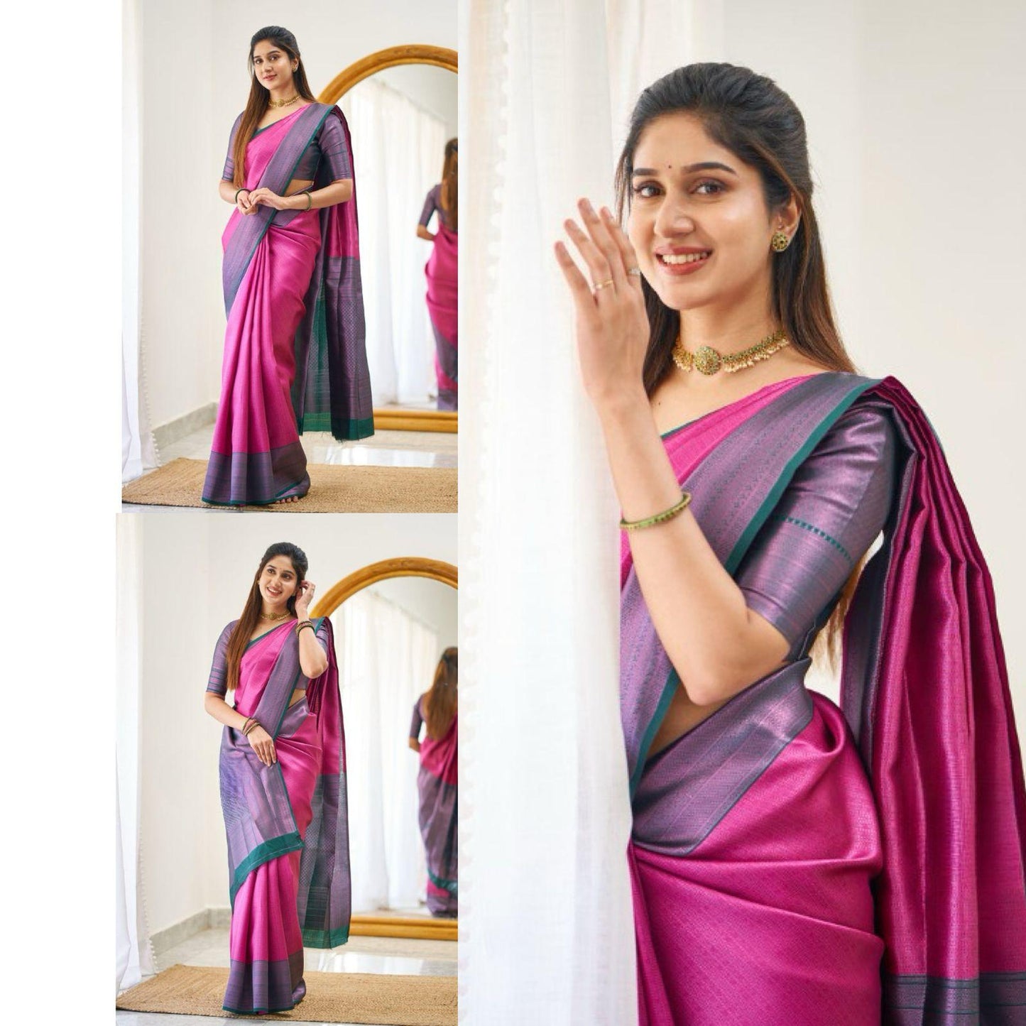 Rani Pink Color Beautiful Banarasi Silk Saree
