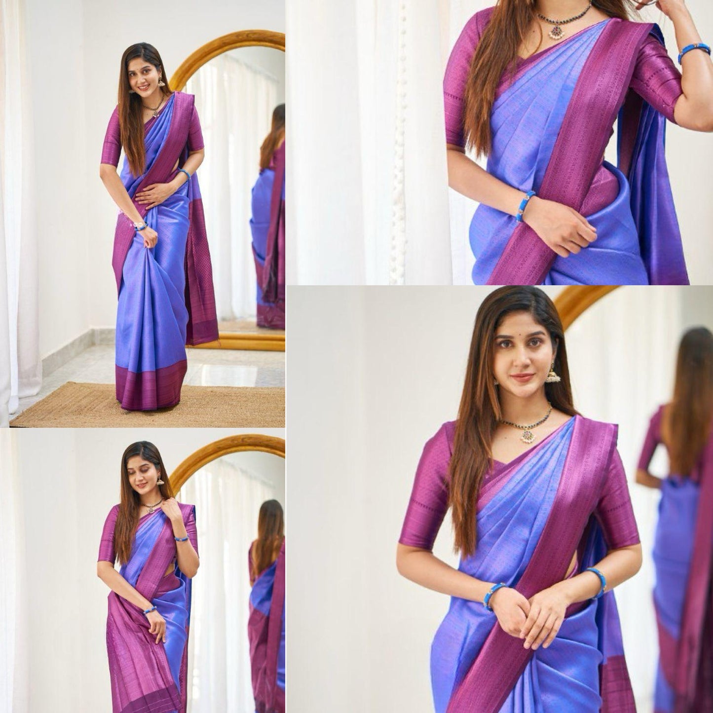 Blue Color Beautiful Banarasi Silk Saree