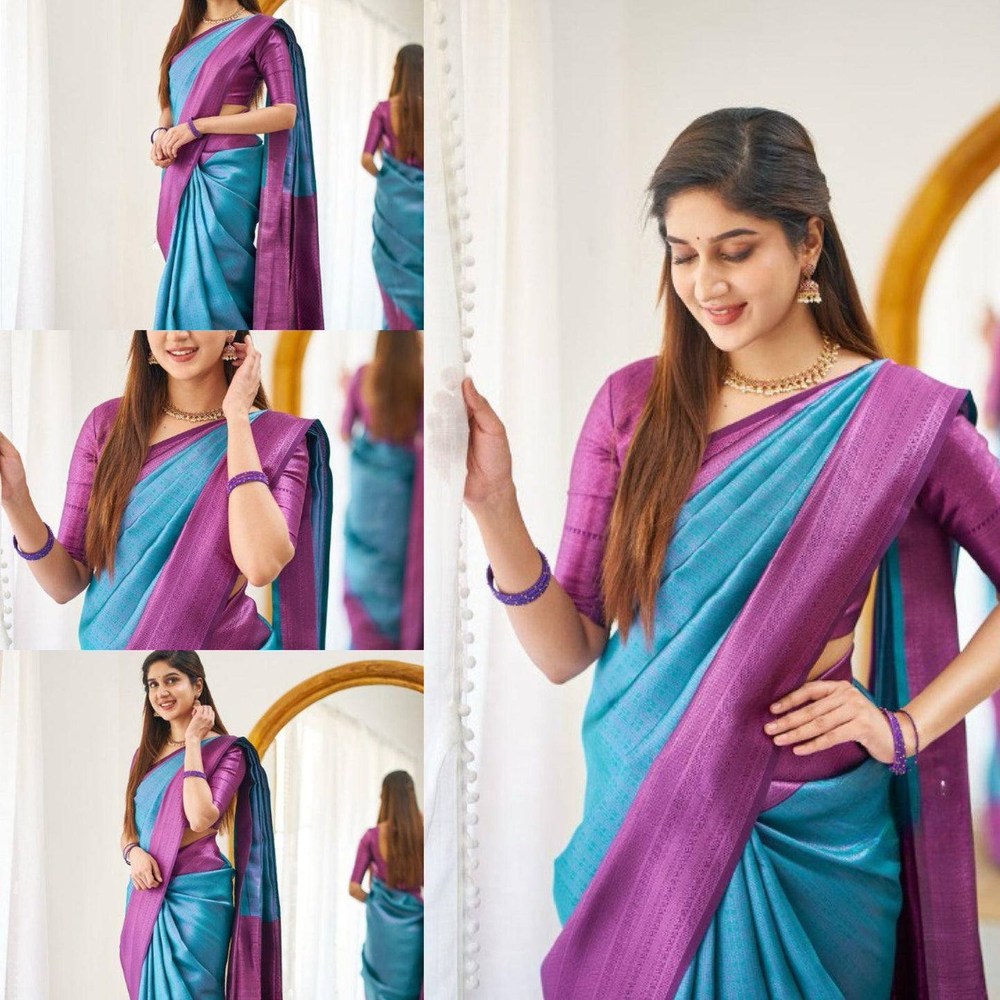 Light Blue Color Beautiful Banarasi Silk Saree
