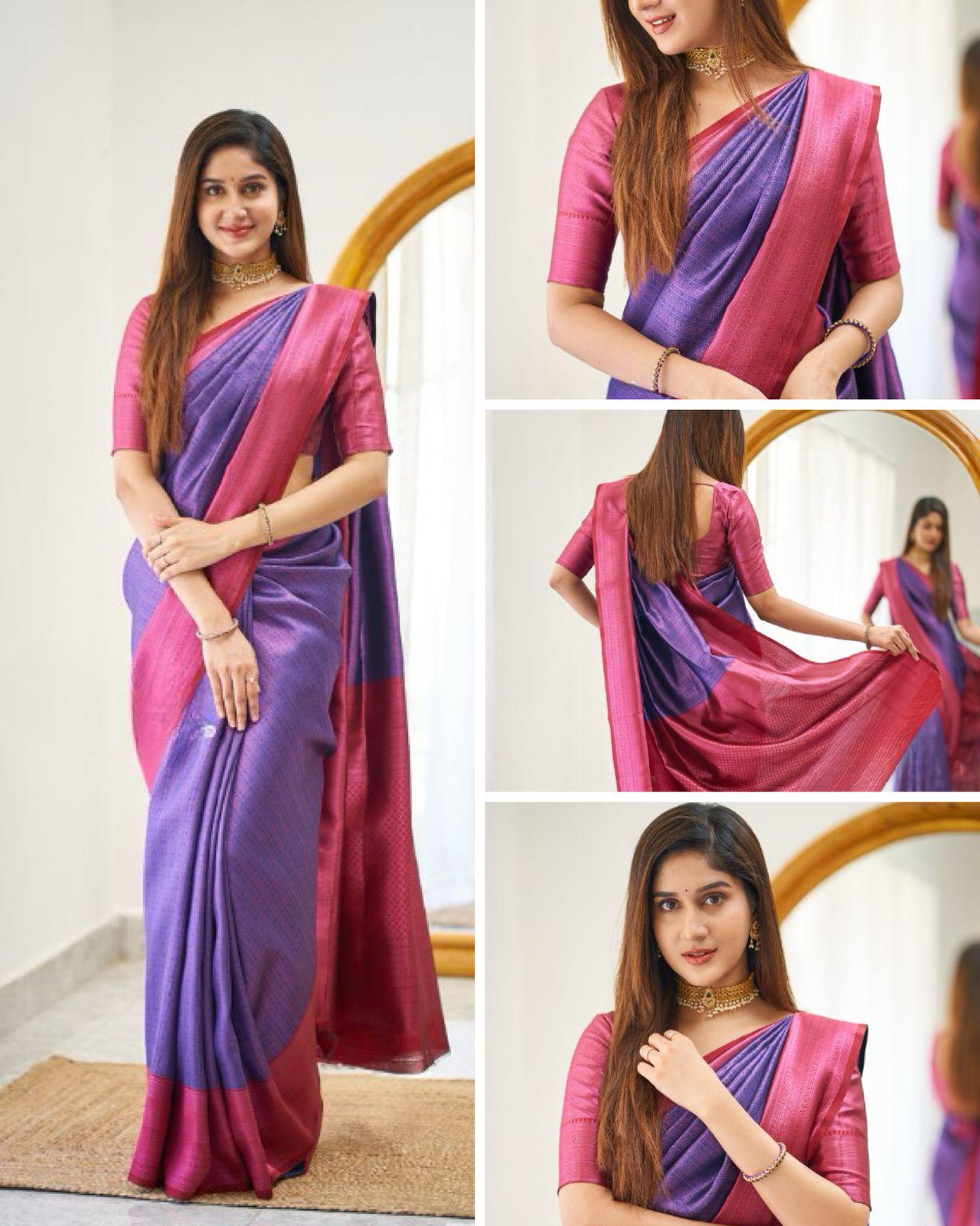 Purple Color Beautiful Banarasi Silk Saree