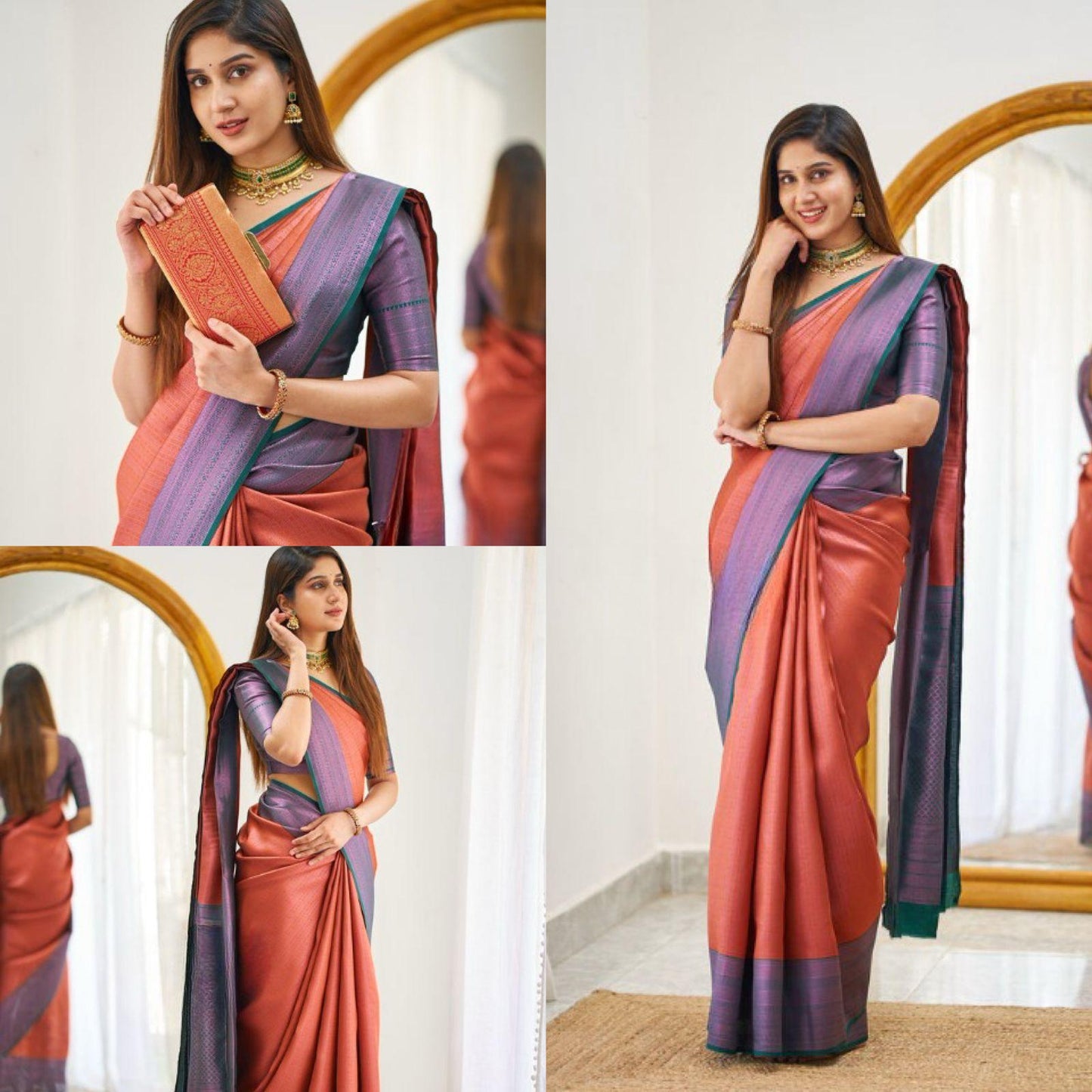 Orange Color Beautiful Banarasi Silk Saree