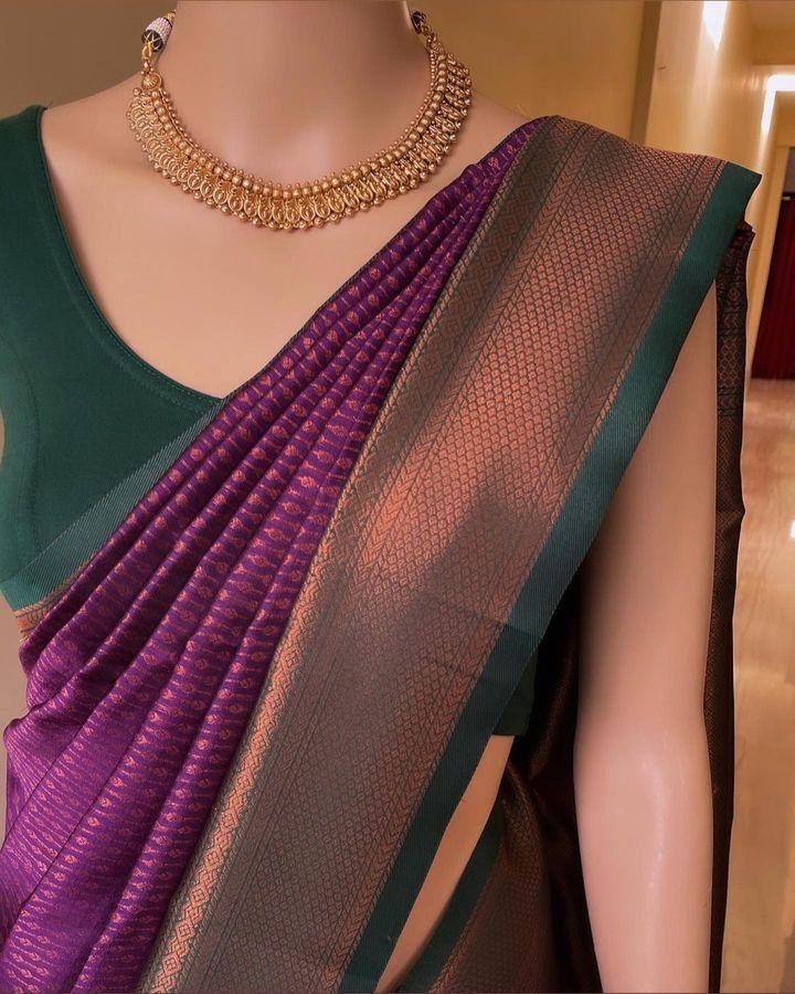 Purple Color Beautiful Banarasi Silk Saree
