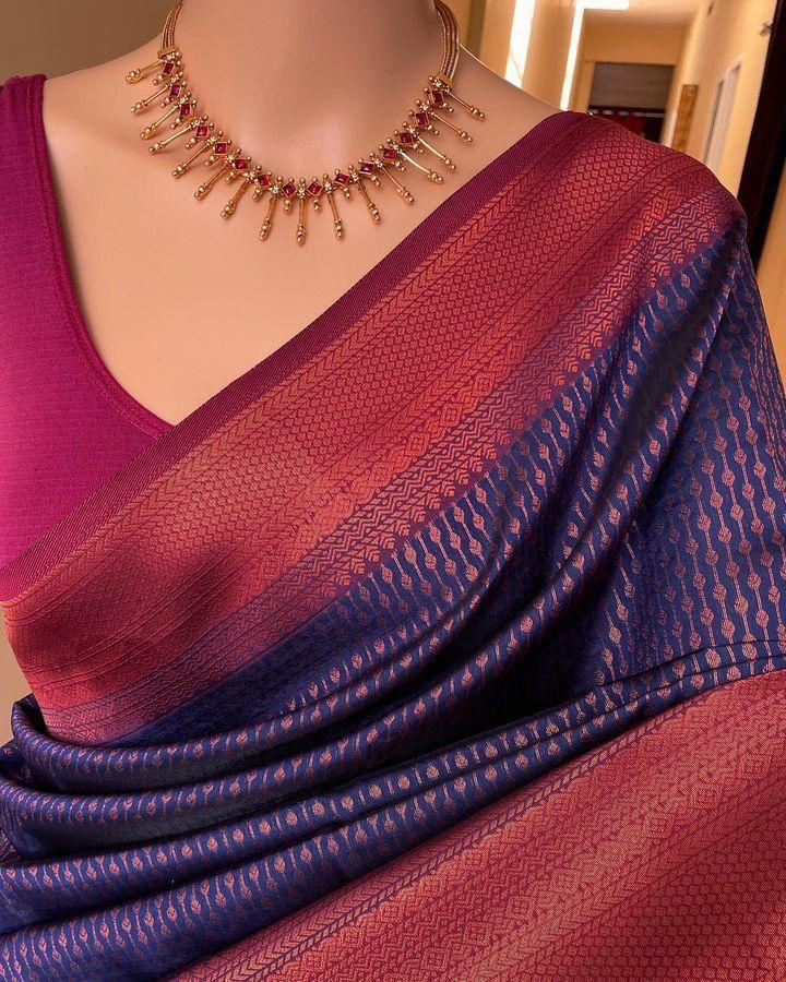 Blue Color Beautiful Banarasi Silk Saree