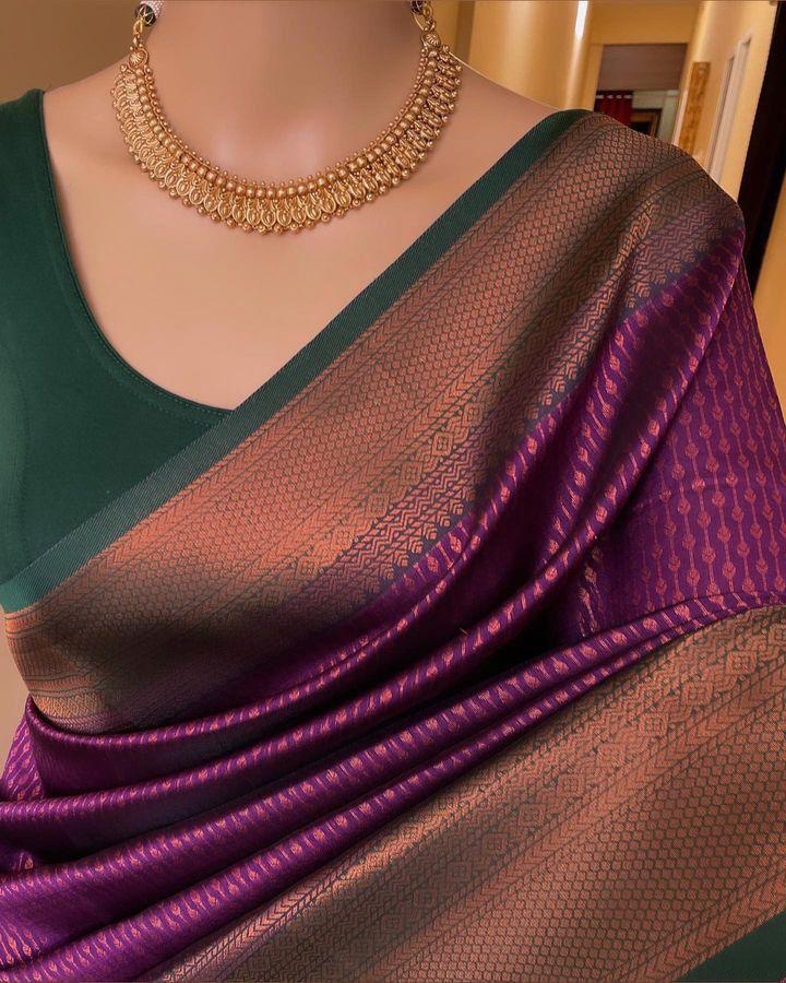 Purple Color Beautiful Banarasi Silk Saree