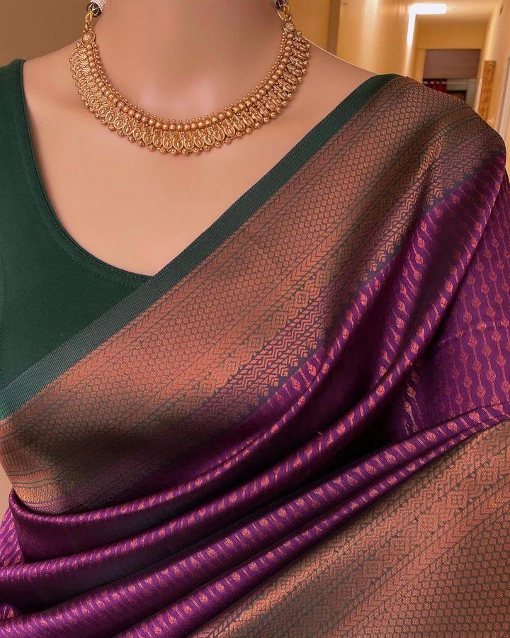 Purple Color Beautiful Banarasi Silk Saree