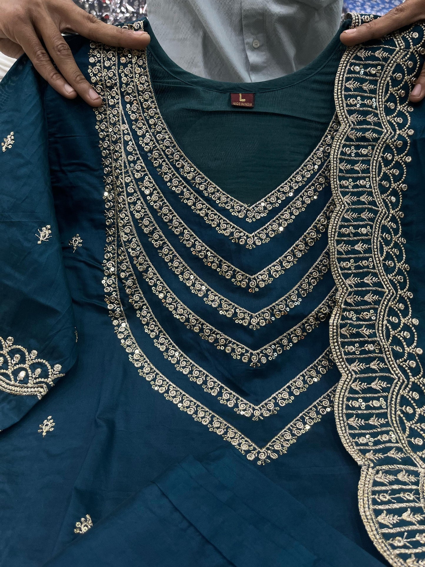 Ready To Wear Chanderi Silk Party Wear Suit in blue color