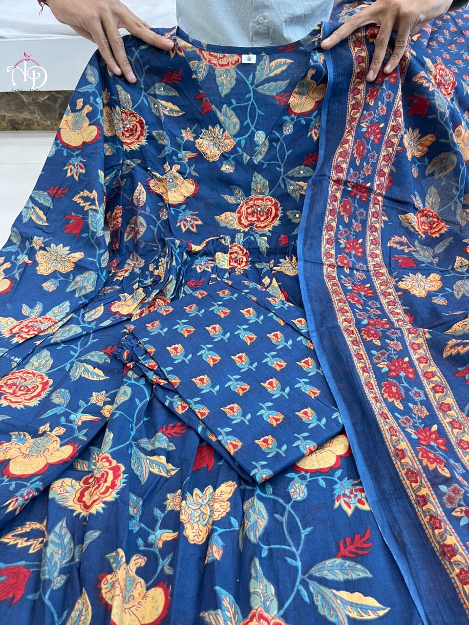 Purple & Light Blue Color Summer Wear Cotton Suit