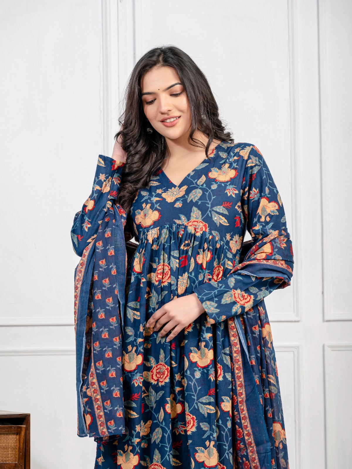 Purple & Light Blue Color Summer Wear Cotton Suit