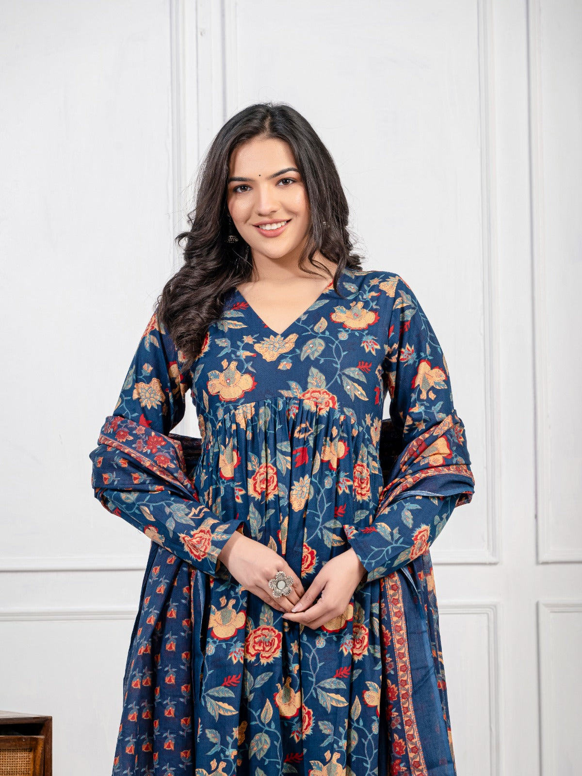 Purple & Light Blue Color Summer Wear Cotton Suit