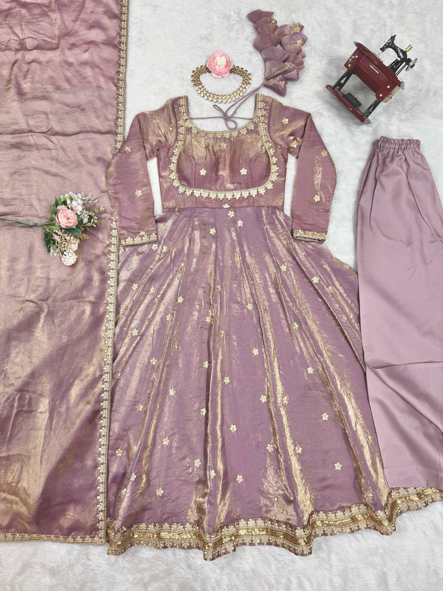Fancy Color Beautiful Anarkali Gown in Silk Fabric