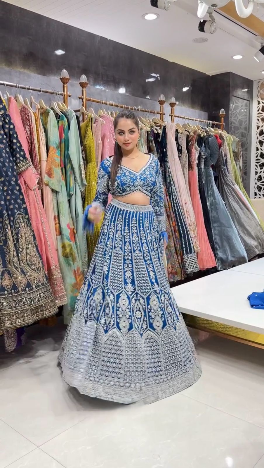 Blue Color Beautiful Partywear Lehenga Choli