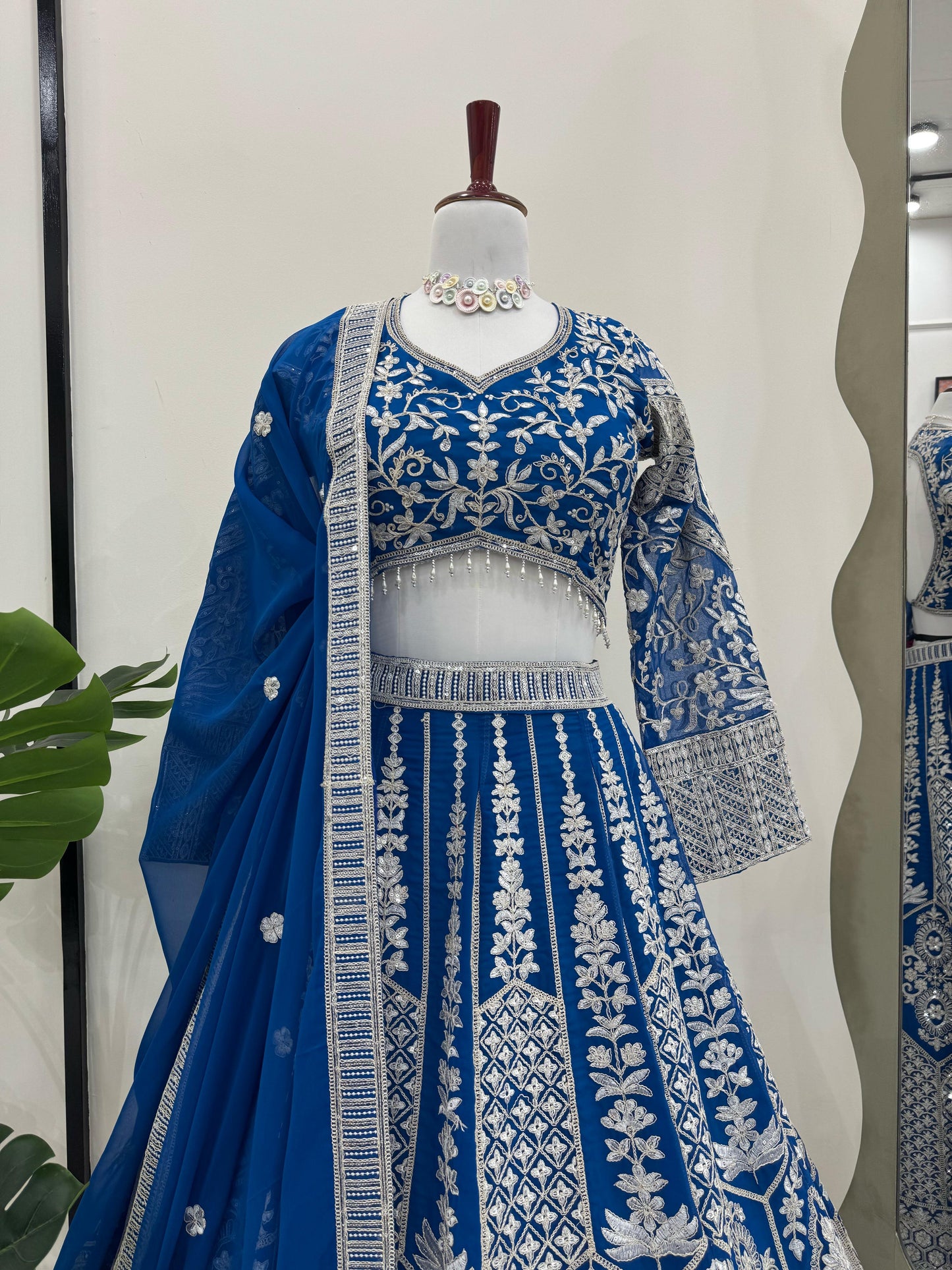 Blue Color Beautiful Partywear Lehenga Choli
