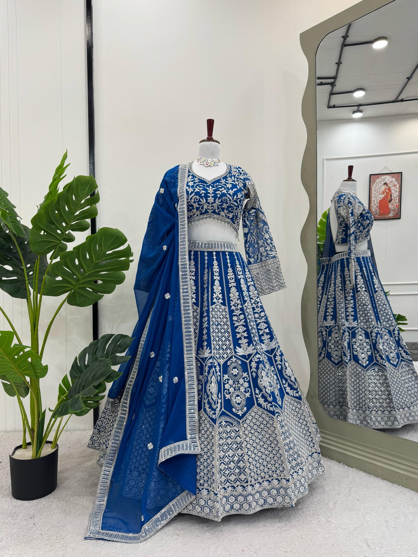Blue Color Beautiful Partywear Lehenga Choli