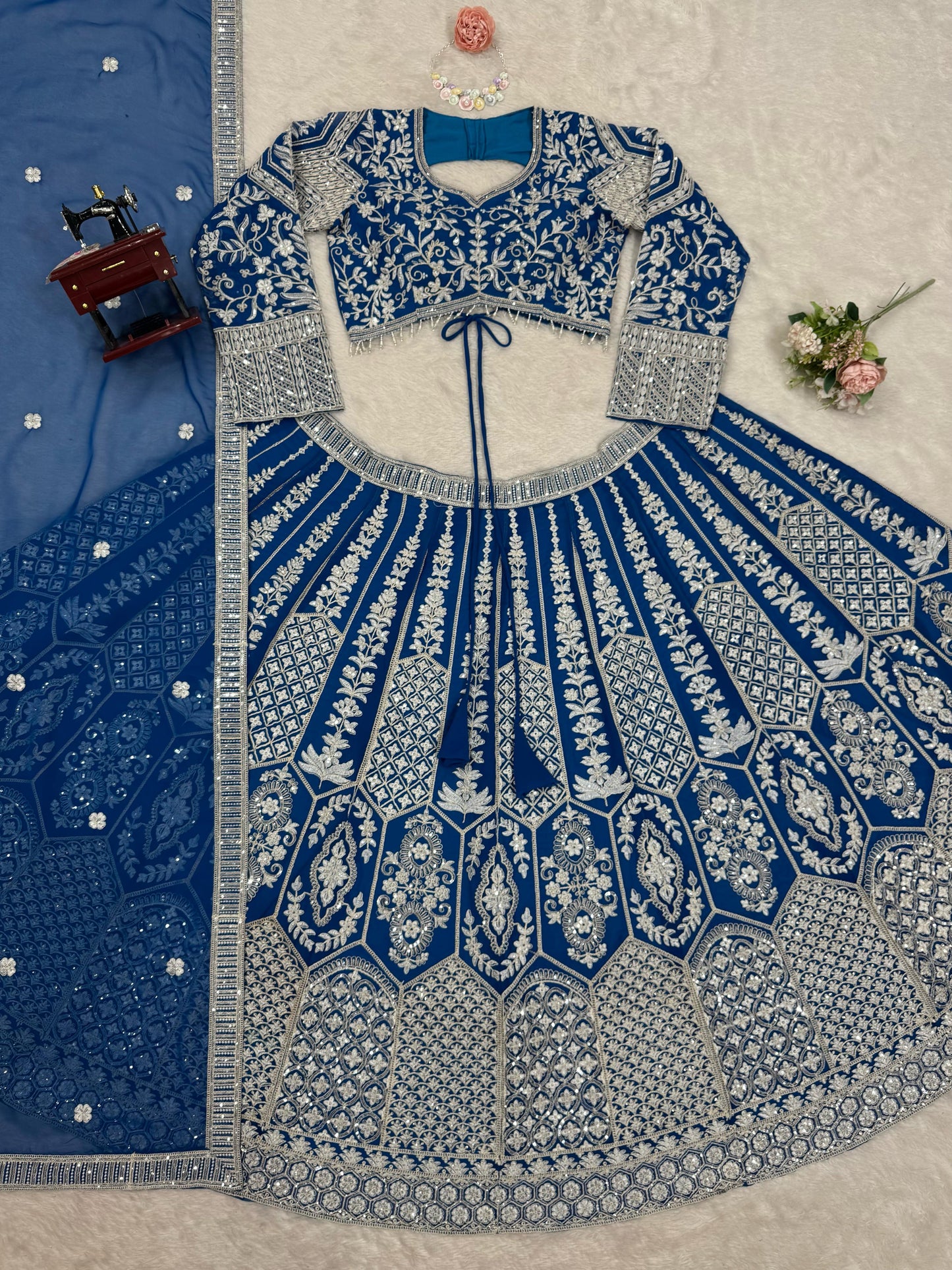 Blue Color Beautiful Partywear Lehenga Choli