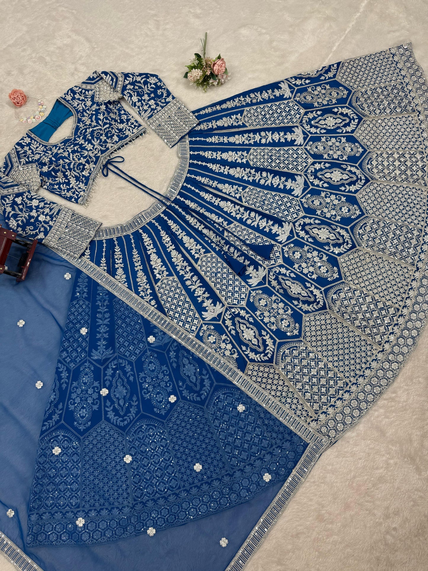 Blue Color Beautiful Partywear Lehenga Choli