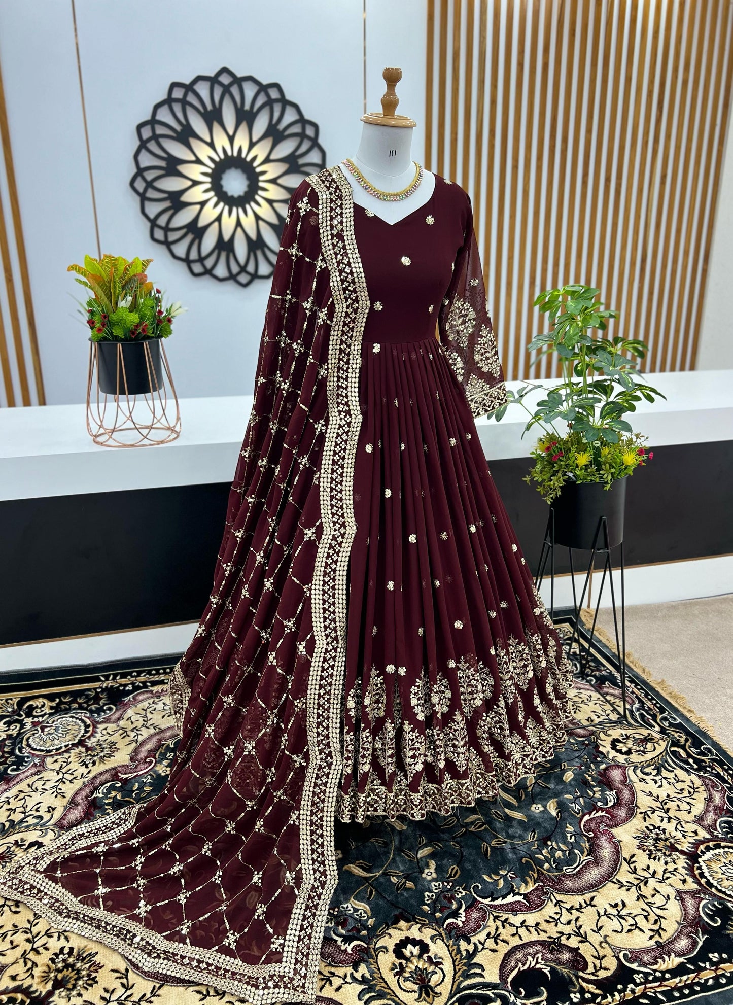Maroon Color Beautiful Anarkali Gown in Georgette Fabric