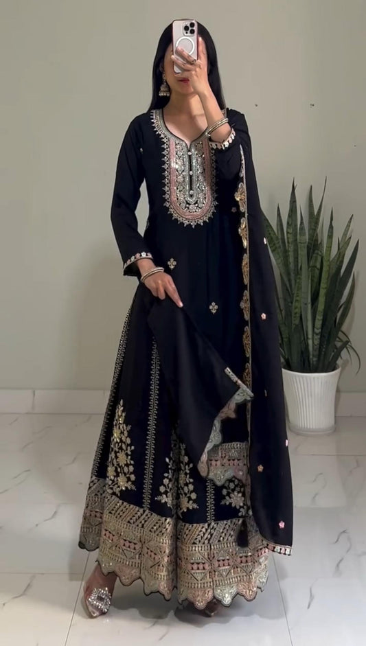 Black Color Georgette Fabric Partywear Dress