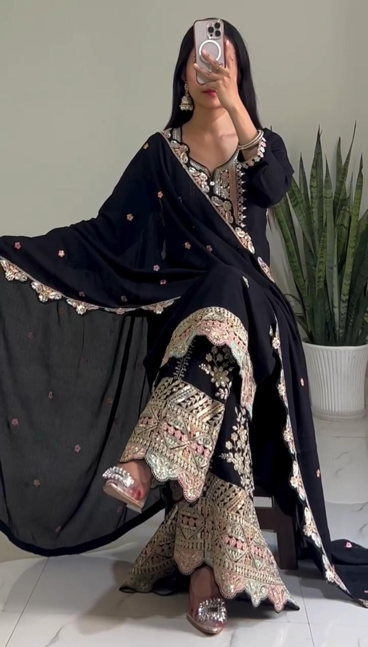 Black Color Georgette Fabric Partywear Dress
