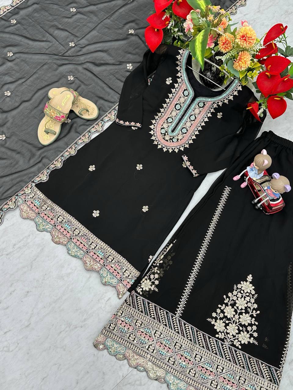 Black Color Georgette Fabric Partywear Dress