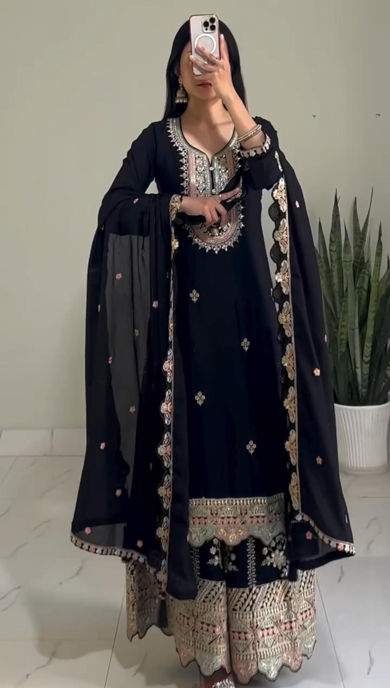 Black Color Georgette Fabric Partywear Dress