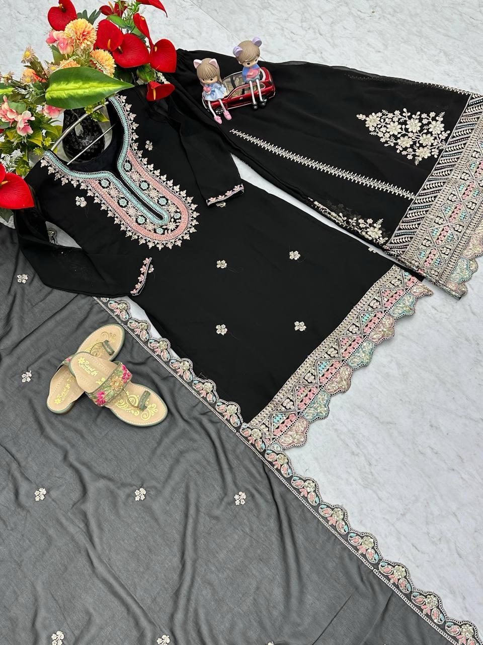 Black Color Georgette Fabric Partywear Dress