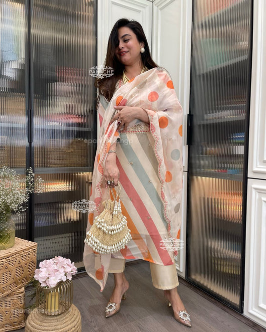 Summer Wear Multi Color Beautiful Chinon Fabric Suit