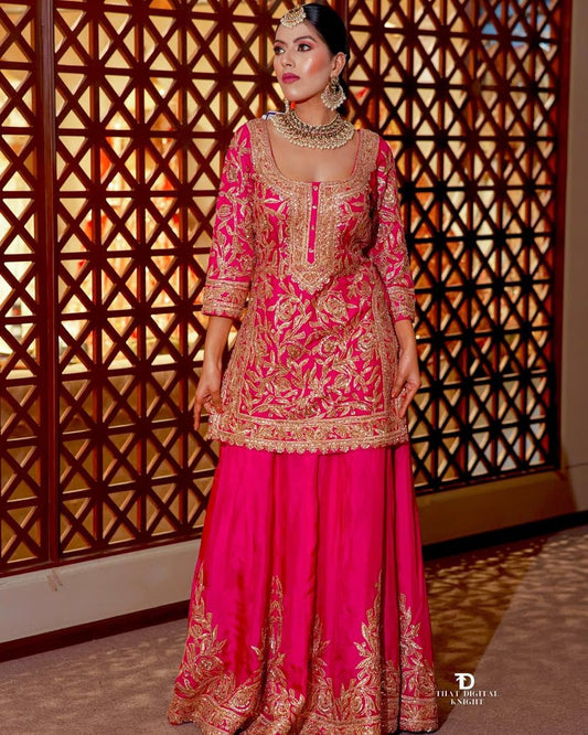 Pink Color Beautiful Party Wear Chinon Fabric Suit