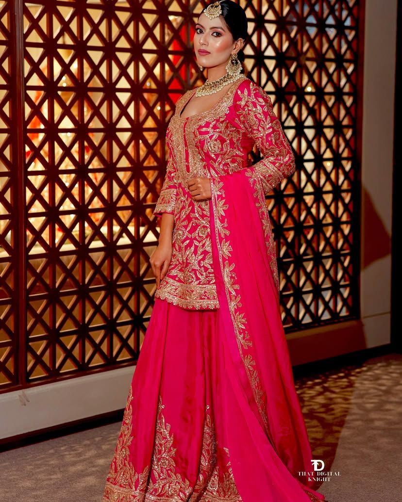 Pink Color Beautiful Party Wear Chinon Fabric Suit