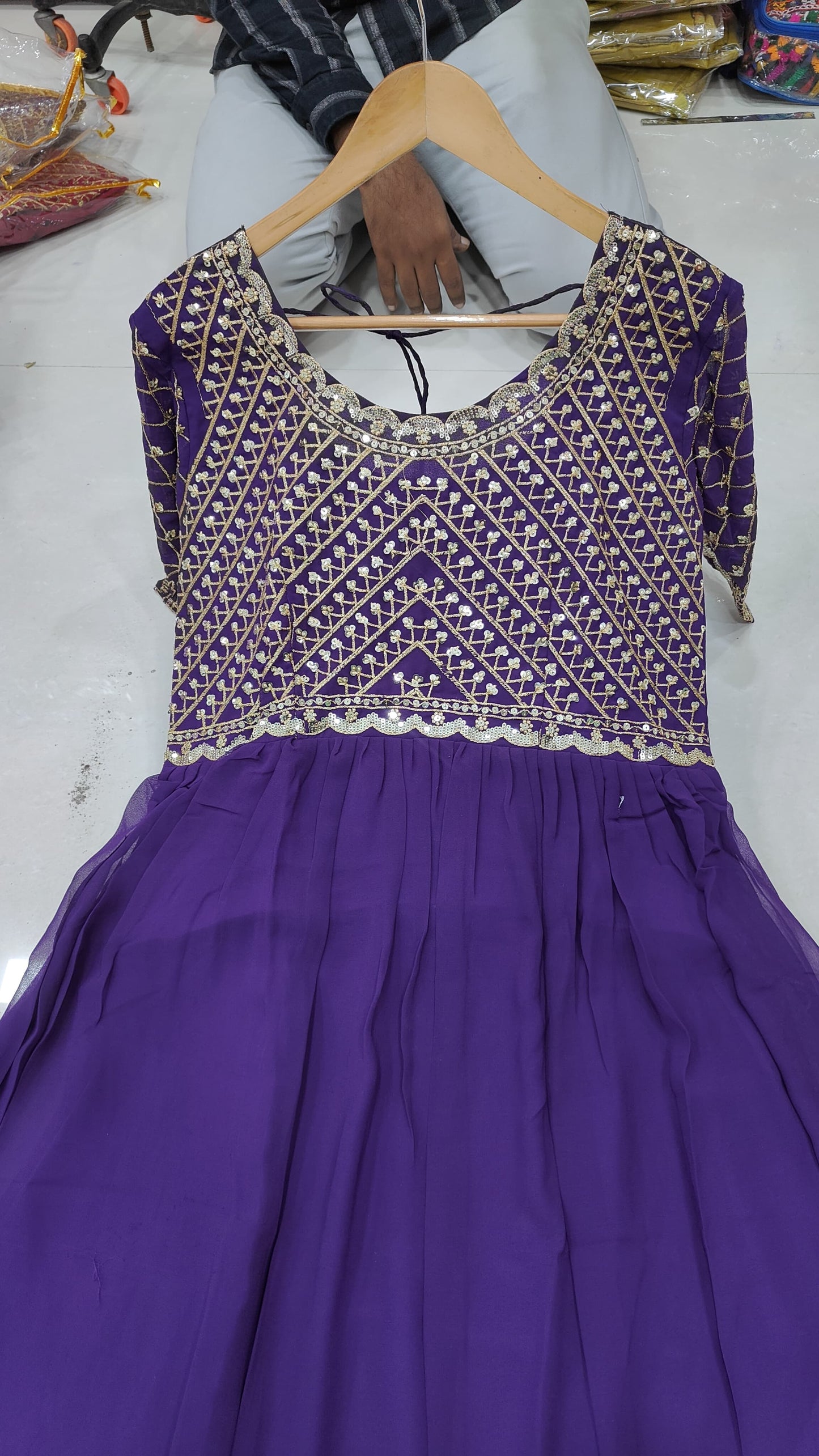 Purple Color Beautiful Partywear Gown In Georgette Fabric