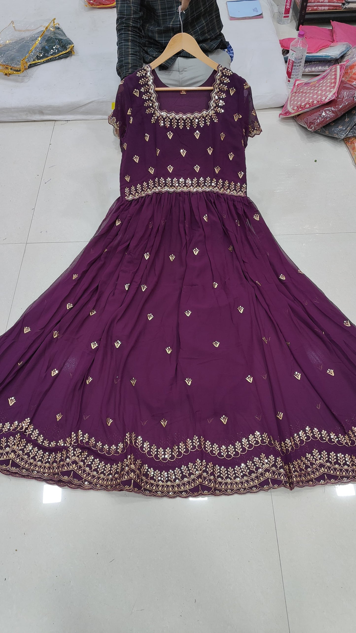 Premium Designer Readymade Gown in Purple Color