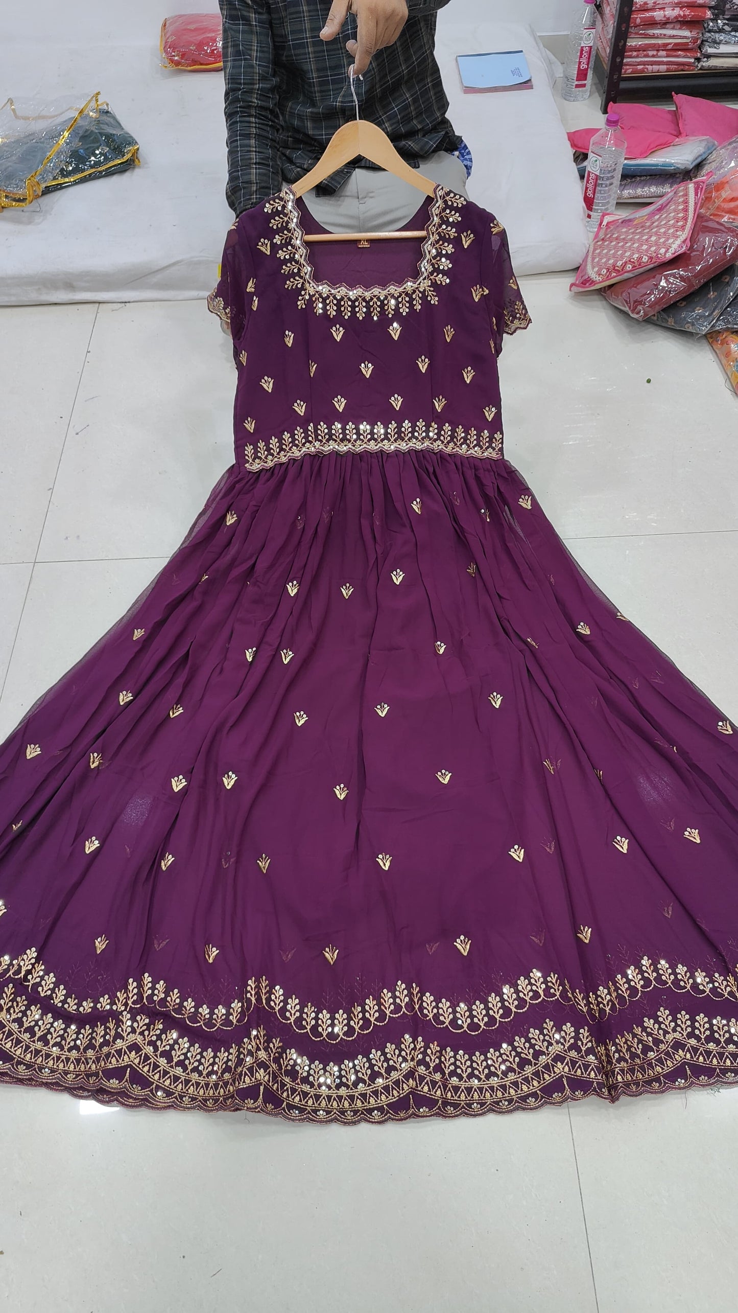 Premium Designer Readymade Gown in Purple Color