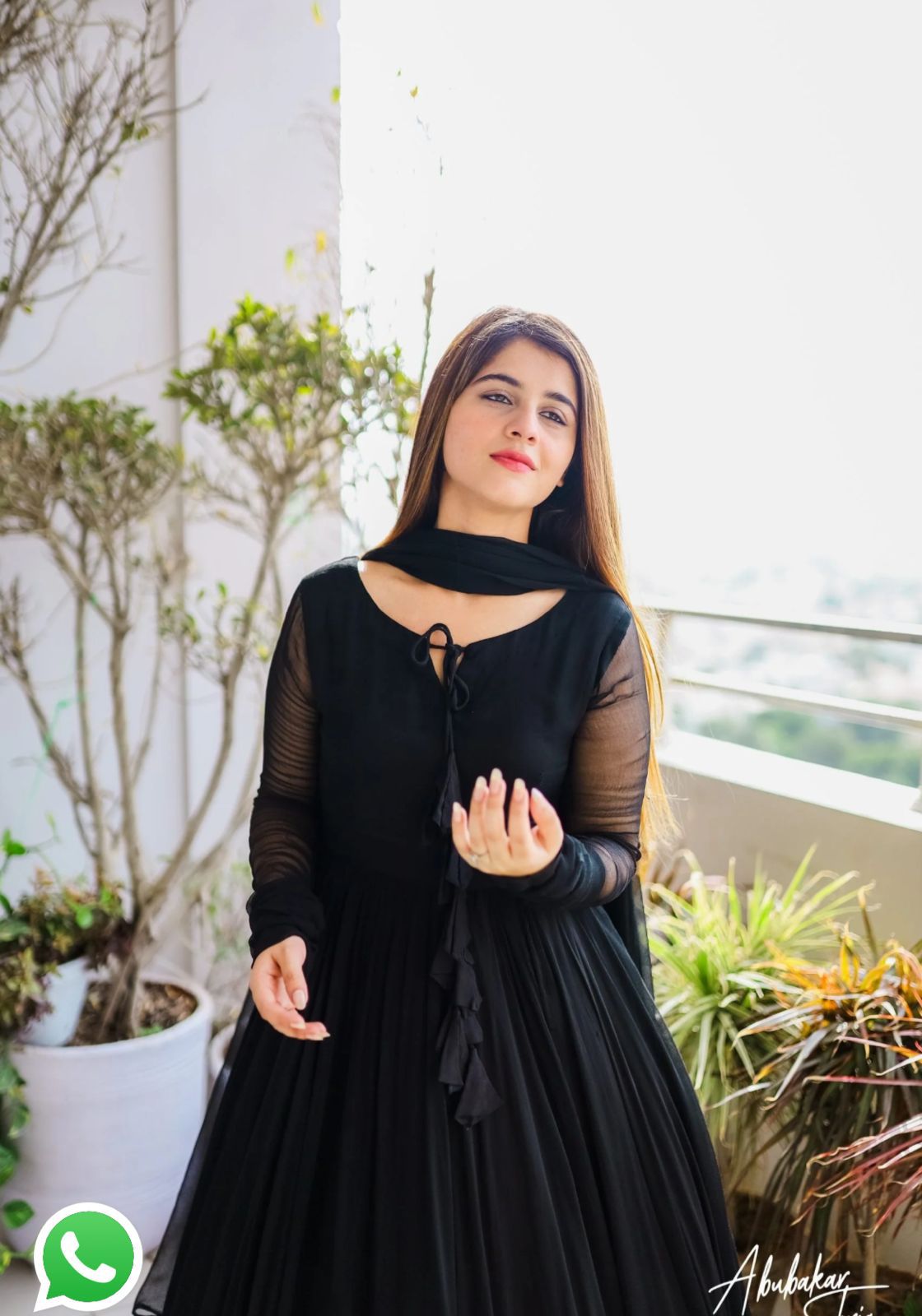 Gown with Dupatta in Georgette Fabric with 4 meter flair in black