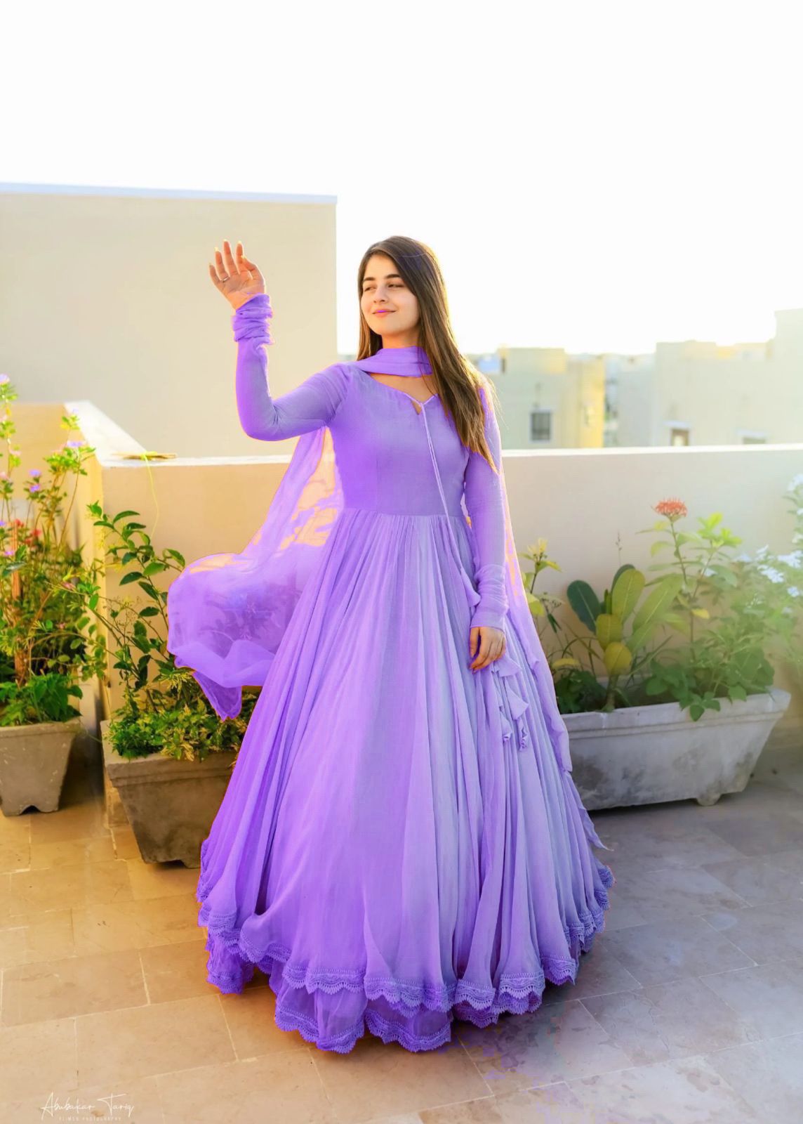 Gown with Dupatta in Georgette Fabric with 4 meter flair