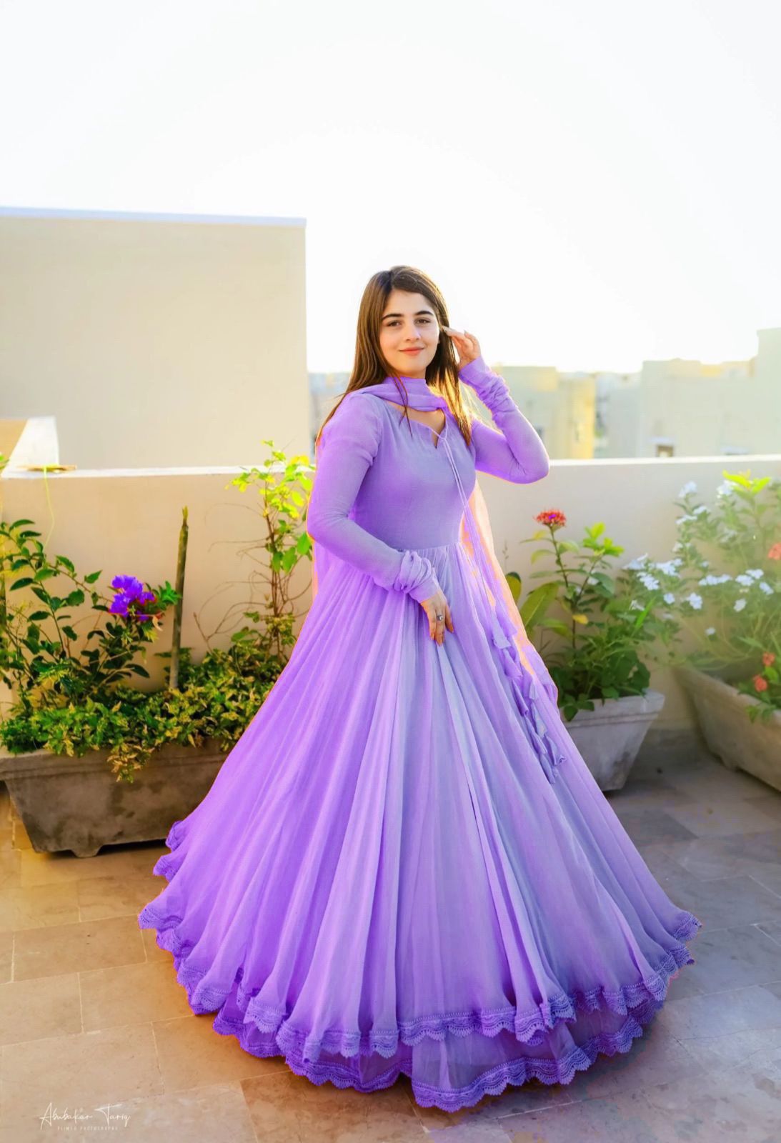 Gown with Dupatta in Georgette Fabric with 4 meter flair