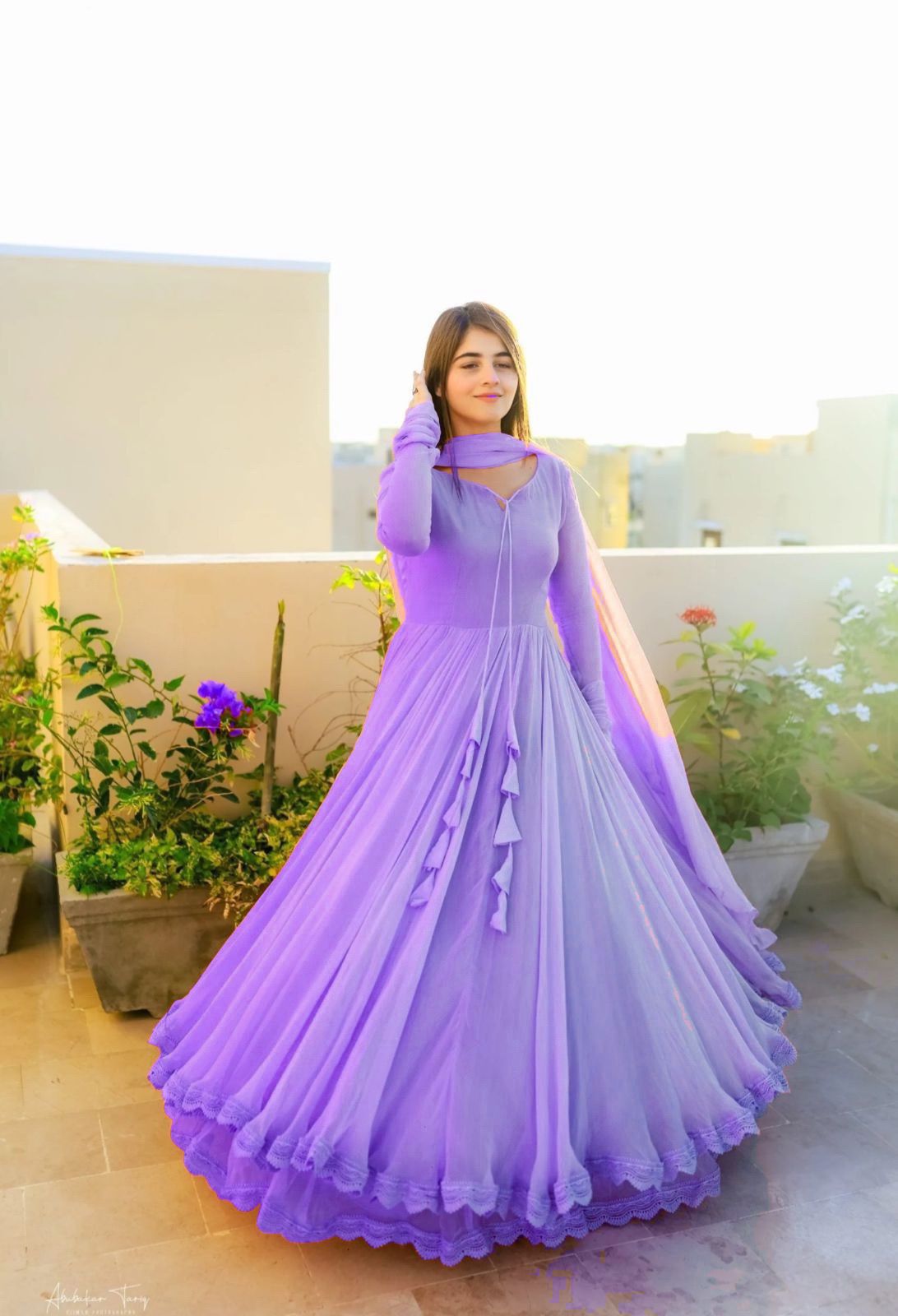 Gown with Dupatta in Georgette Fabric with 4 meter flair