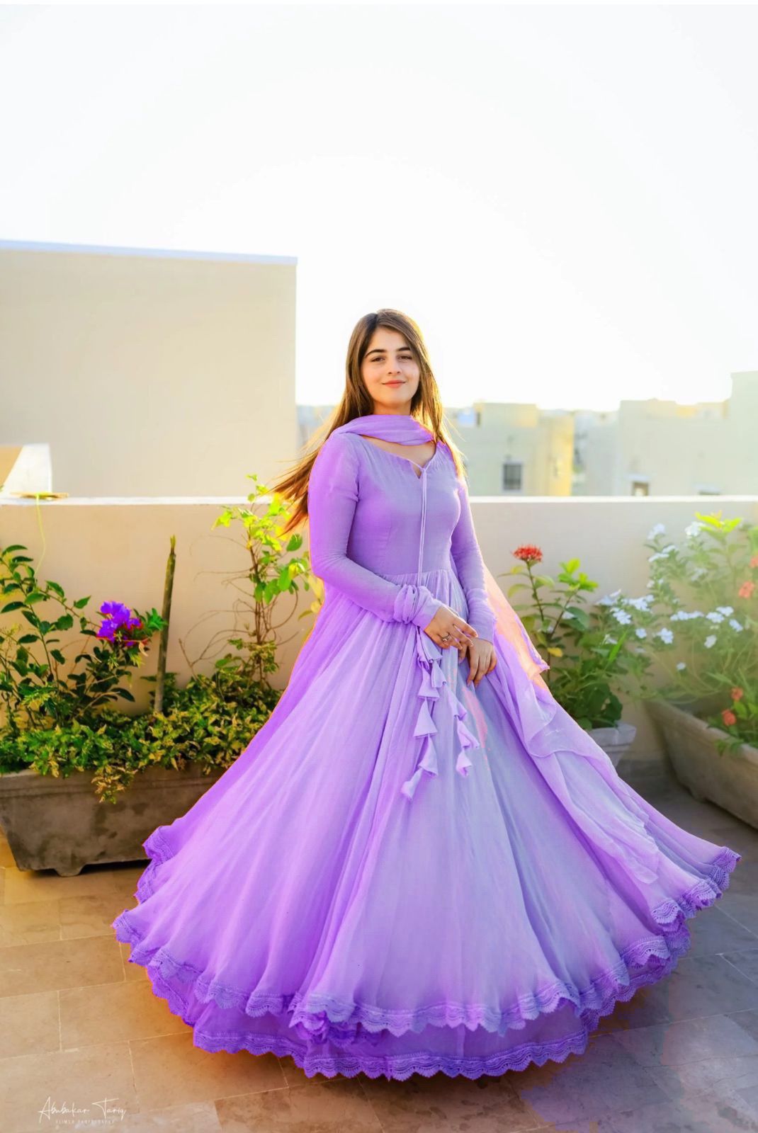 Gown with Dupatta in Georgette Fabric with 4 meter flair