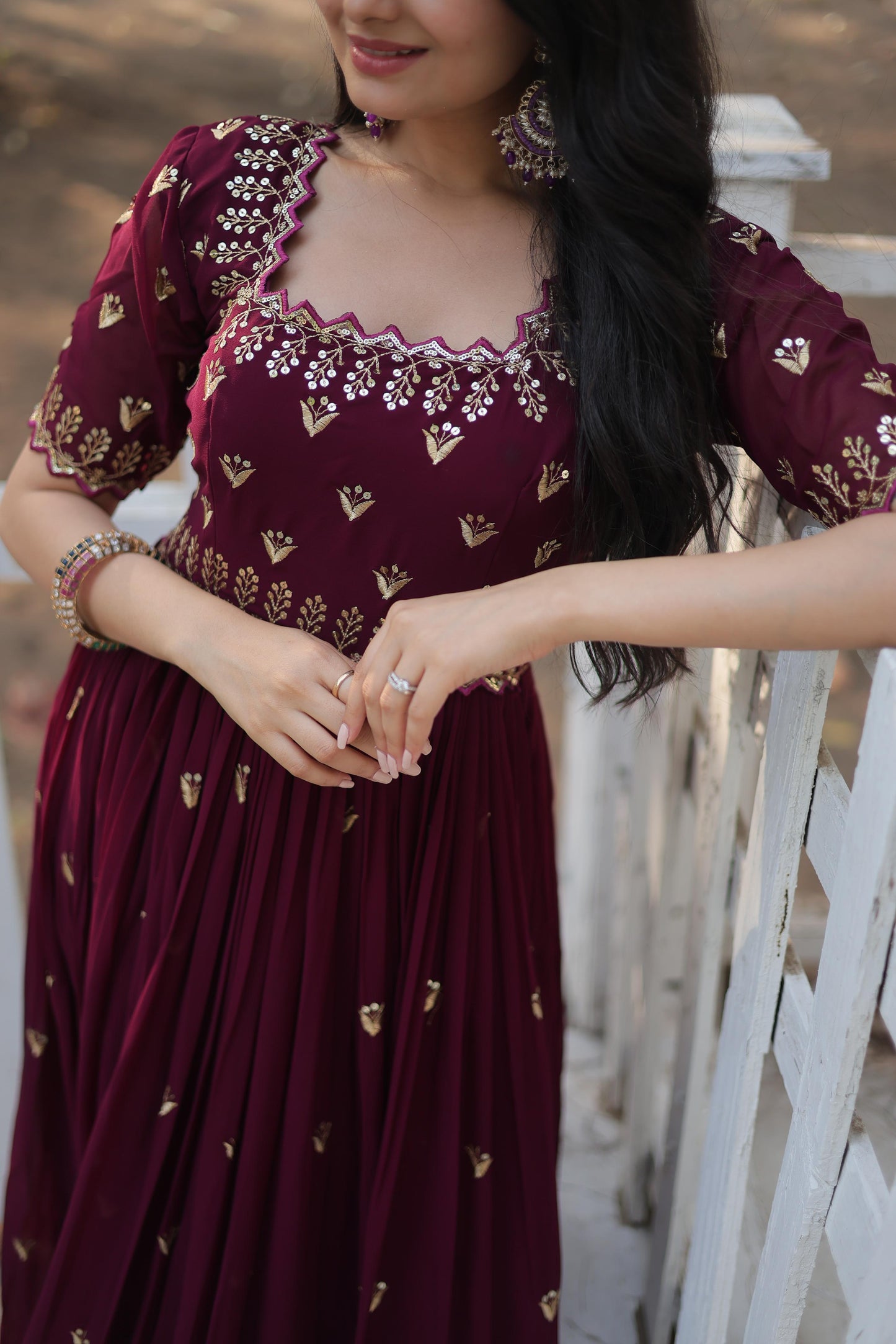 Premium Designer Readymade Gown in Maroon Color