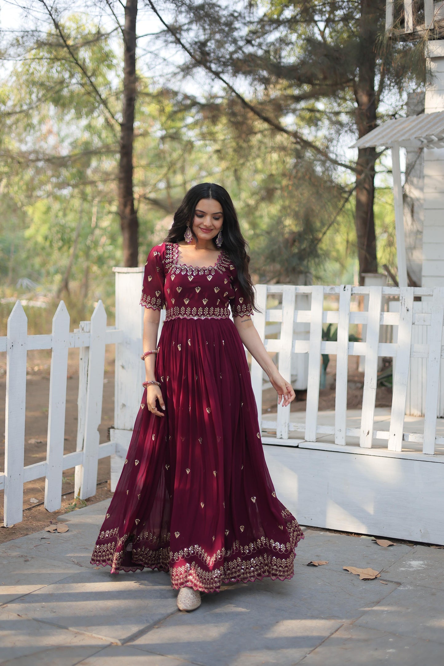 Premium Designer Readymade Gown in Maroon Color