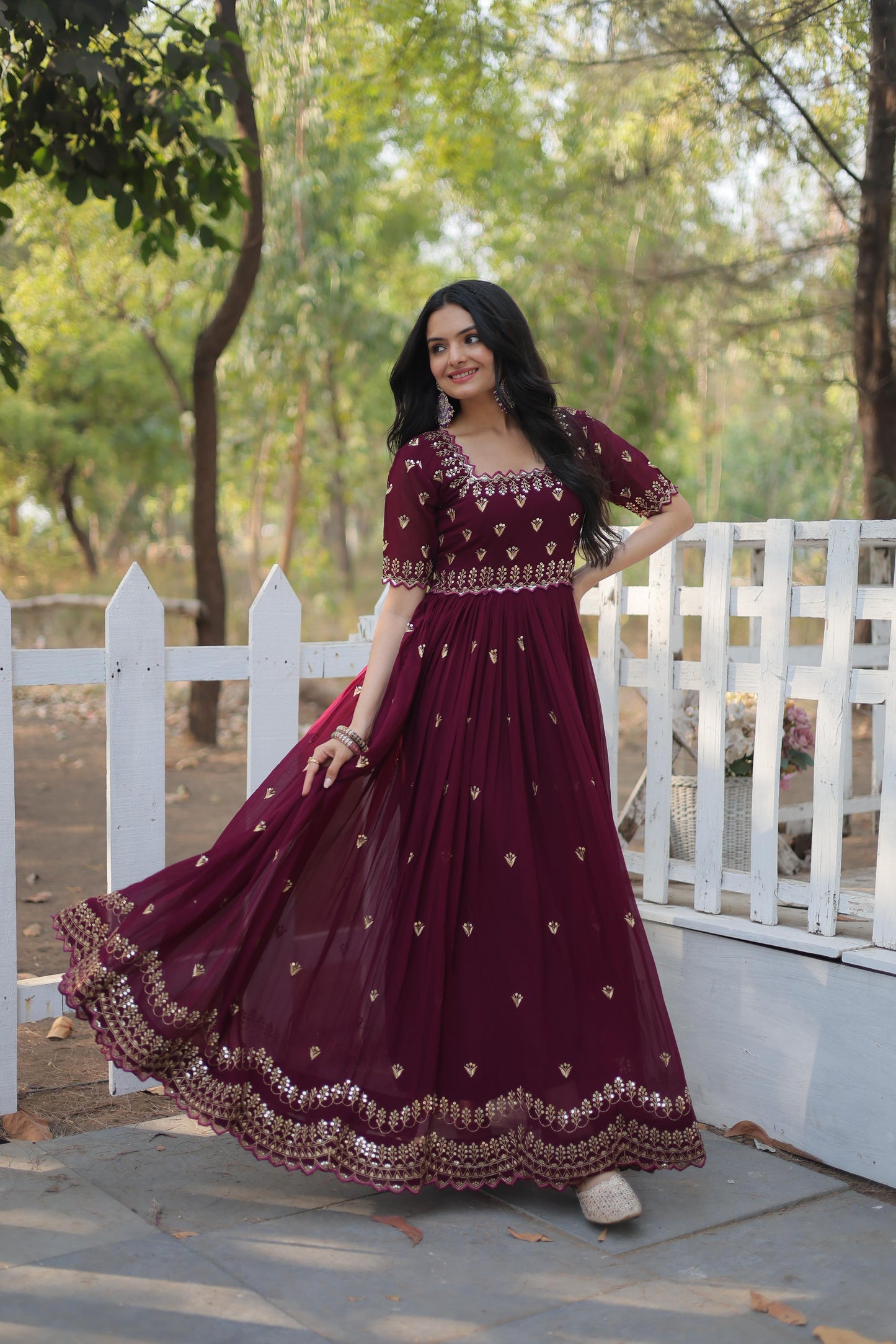 Premium Designer Readymade Gown in Maroon Color