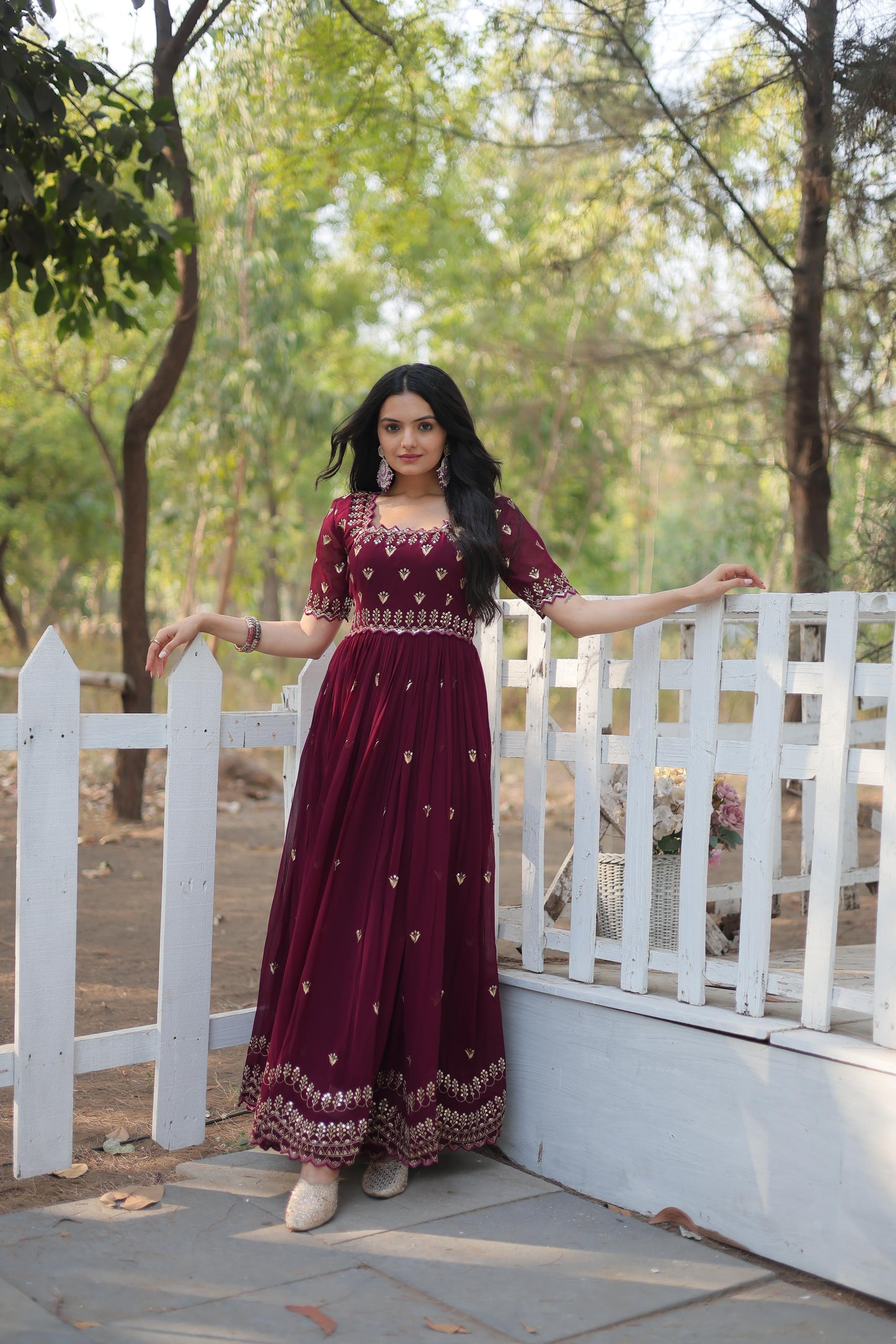 Premium Designer Readymade Gown in Maroon Color