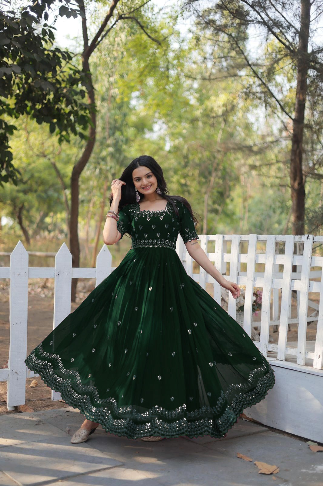 Premium Designer Readymade Gown in Green Color