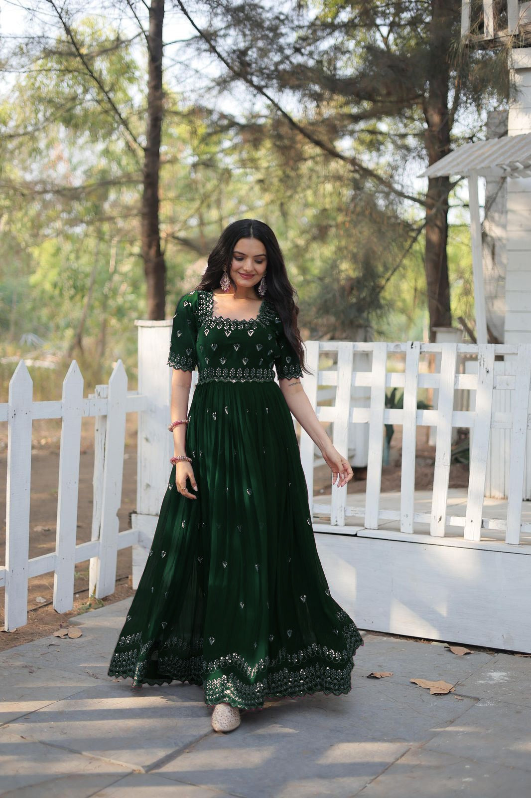 Premium Designer Readymade Gown in Green Color