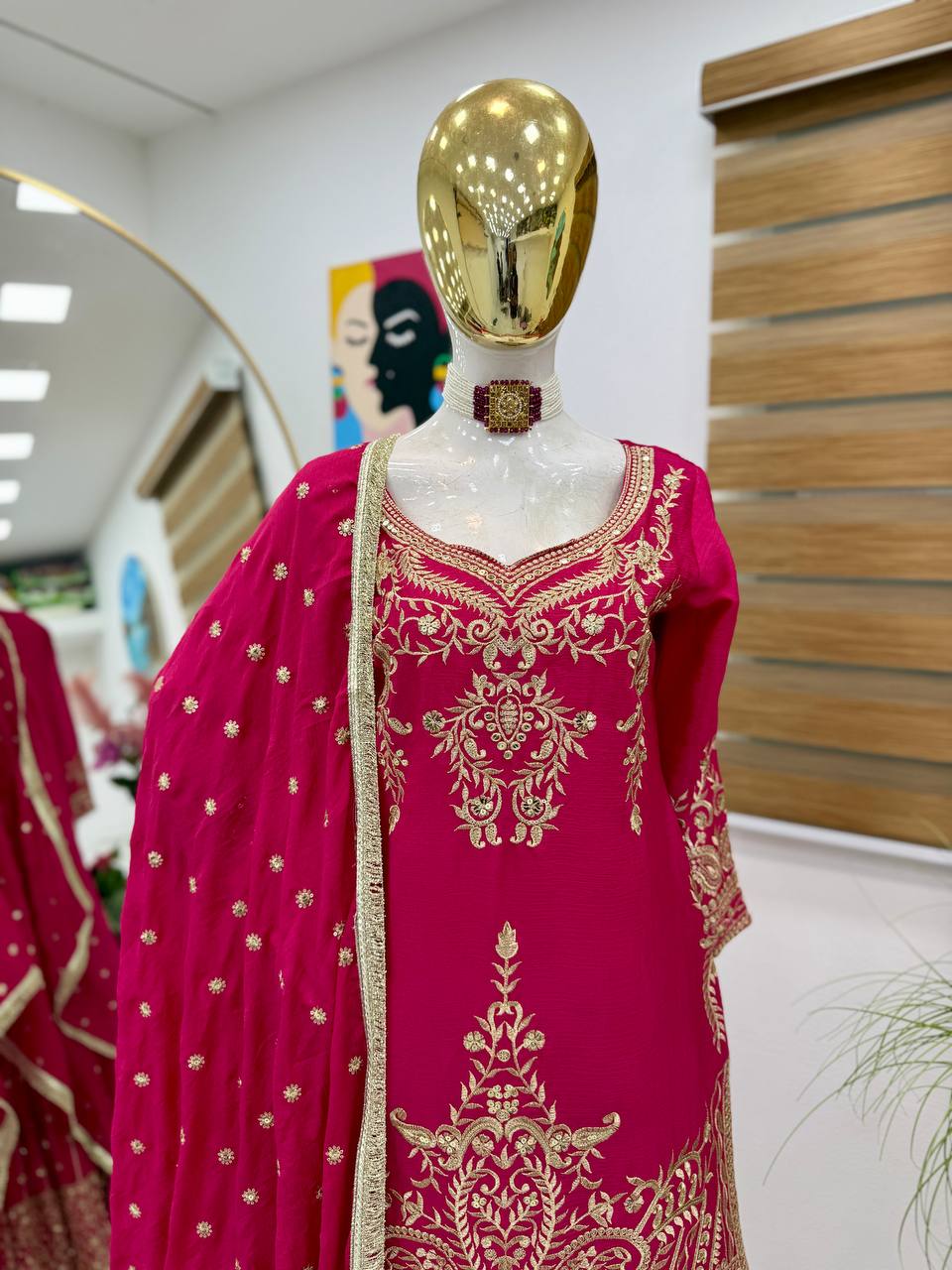 Red Color Beautiful Partywear Designer Party Top Sharara & Dupatta