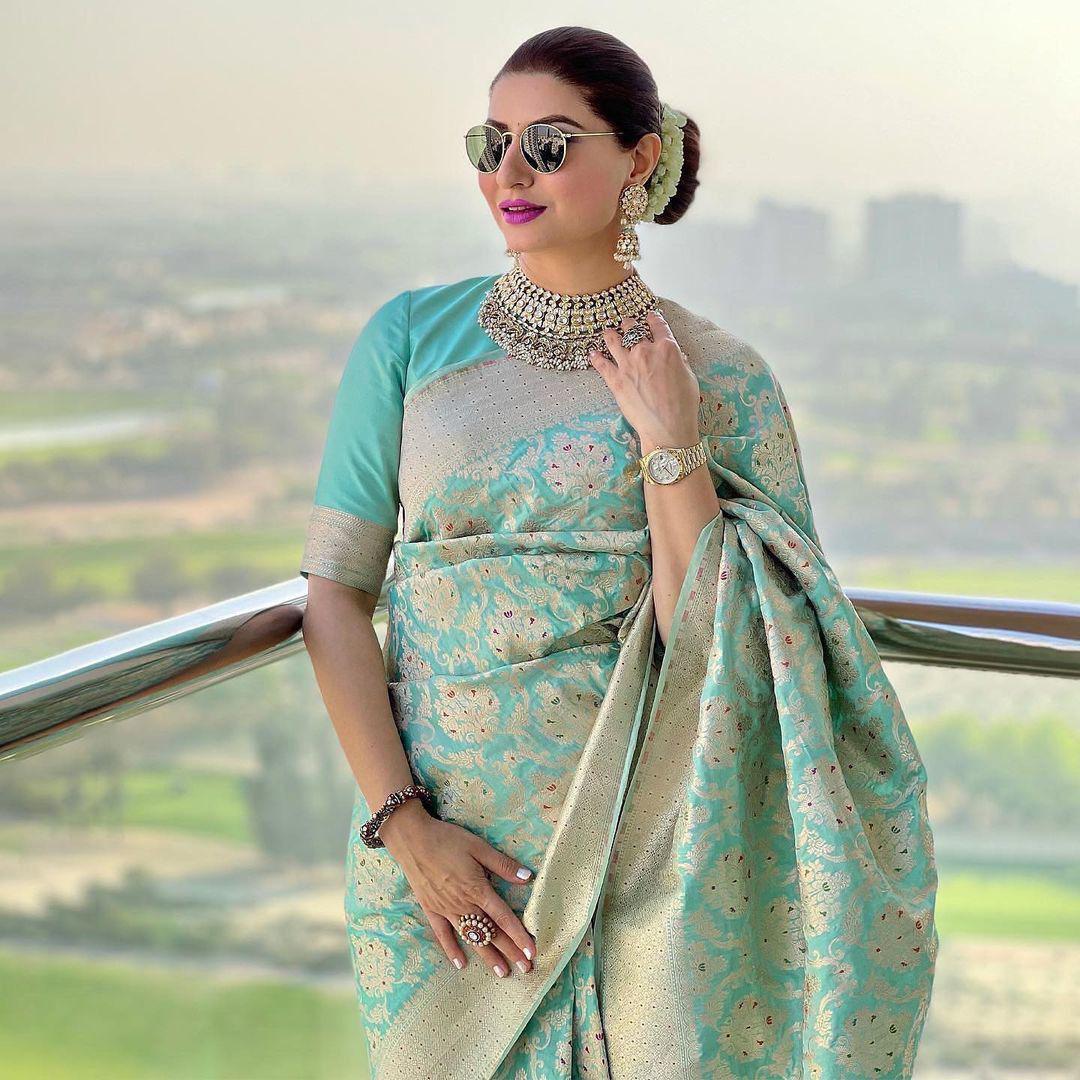 Sky BLue Color Beautiful lichi silk saree for daily wear use