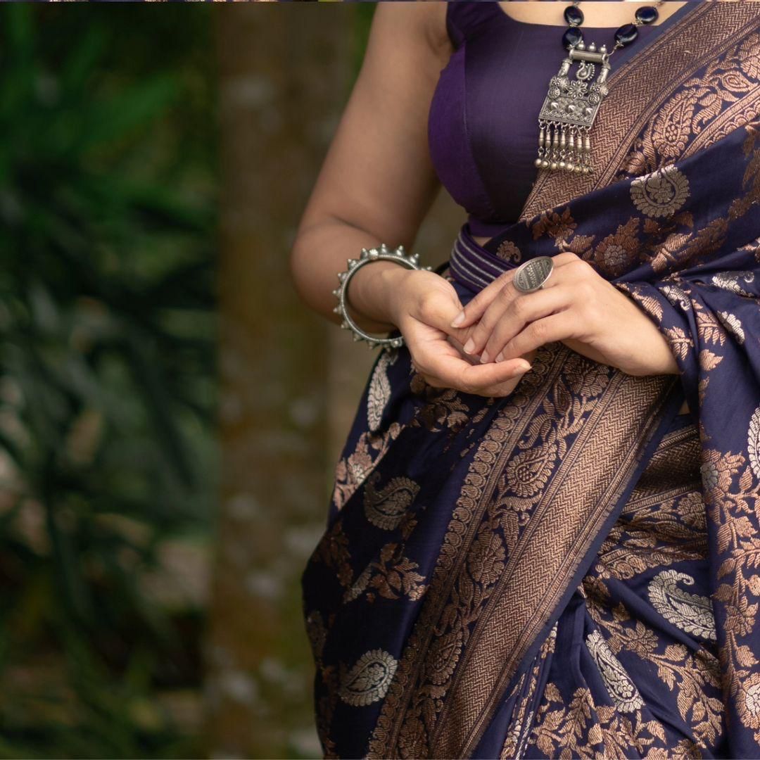 Blue Color Beautiful Silk Saree for daily wear use